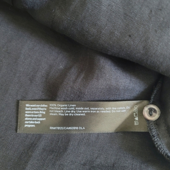 NWT EILEEN FISHER Black Linen Sleeveless Button Front Long Tunic, Size S/P - Picture 8 of 10